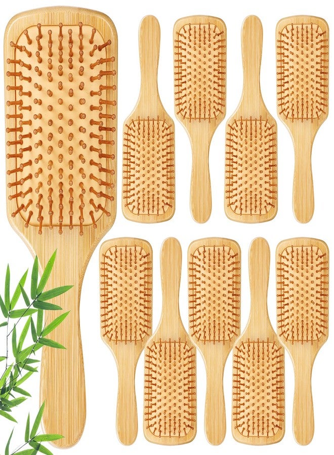 Hpmjz 10pcs Bamboo Hair Brushes for Women Bulk 8.46" × 2.5"Wooden Paddle Brush Scalp Massage Bamboo Bristles Anti Static Men Engraving DIY Gift Hairbrush for Father's Day Wedding Birthday Party - Image 1